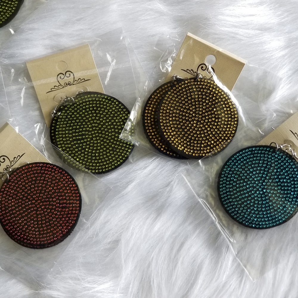 🆕️ 3/$18 Fall Boho Crystal Studded Disc Earrings